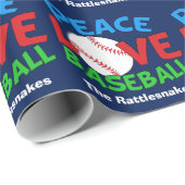 Peace Love Baseball Custom Team Kerstmis Cadeaupapier (Rol Hoek)