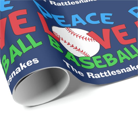 Peace Love Baseball Custom Team Kerstmis Cadeaupapier (Rol Hoek)