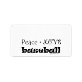 Peace Love Baseball Etiket (Voorkant)