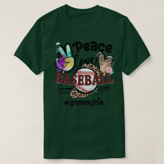 Peace Love Baseball Gammy Life Ma Grandma Leopard T-shirt (Design voorkant)