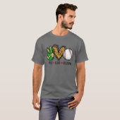 Peace Love Baseball Gift Sport Lovers Leopard Mann T-shirt (Voorkant volledig)