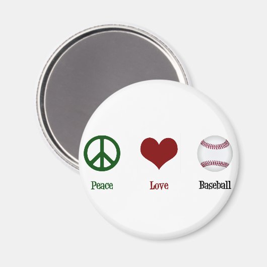 Peace Love Baseball Magneet (Voorkant / Achterkant)