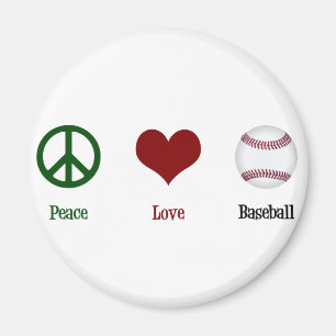 Peace Love Baseball Magneet