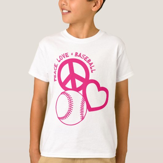 Peace-Love-Baseball, meloen T-shirt (Voorkant)