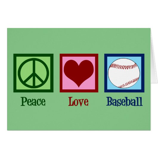 Peace Love Baseball Team Green Kerstmis Kaart (Voorkant Horizontaal)