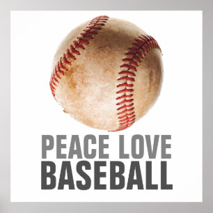 Peace Love Baseball Uniek Motivatie kunstwerk Poster