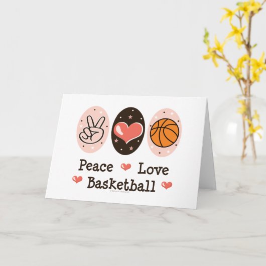 Peace Love Basketbal Blank Wenskaart Kaart (Gele Bloem)