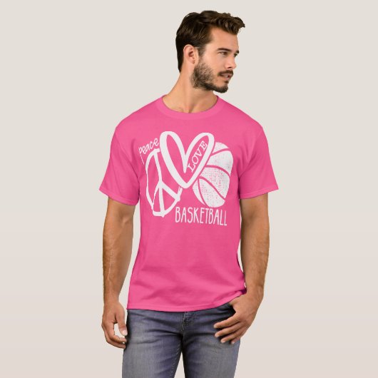 Peace Love Basketbal Vector T-shirt (Voorkant volledig)