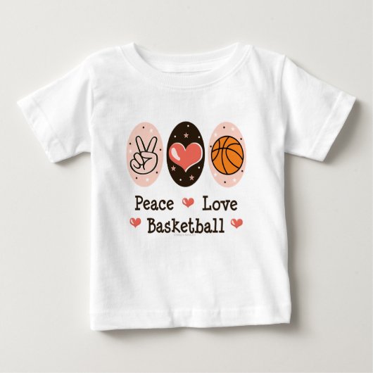 Peace Love Basketball Baby T-shirt (Voorkant)