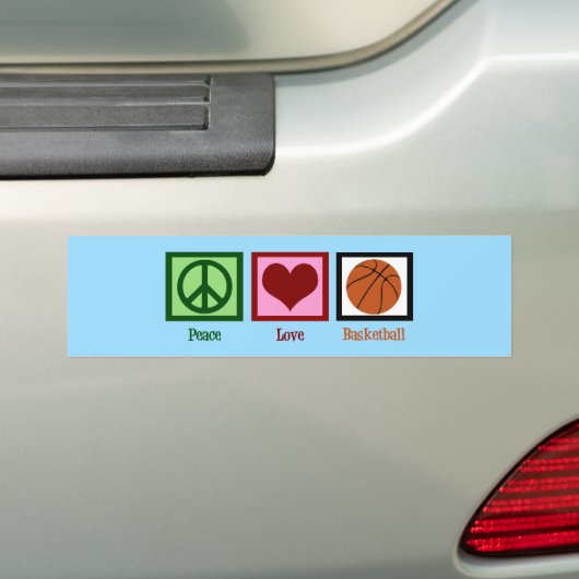 Peace Love Basketball Blue Bumpersticker (Op auto)