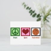 Peace Love Basketball Briefkaart (Staand voorkant)