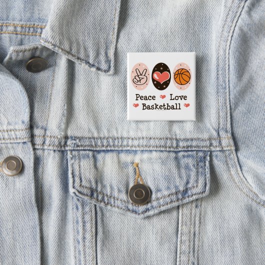 Peace Love Basketball Button (In situ)