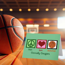 Peace Love Basketball Custom Team Green Kerstmis Feestdagen Kaart