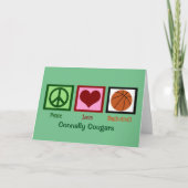 Peace Love Basketball Custom Team Green Kerstmis Feestdagen Kaart (Voorkant)
