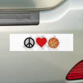 Peace Love Basketball Emblem Bumpersticker (Op auto)