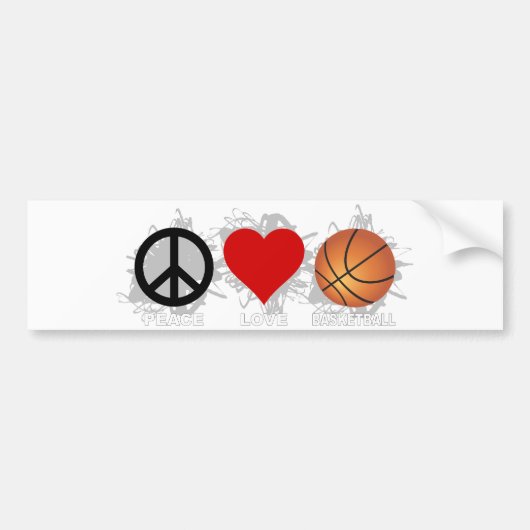 Peace Love Basketball Emblem Bumpersticker (Voorkant)