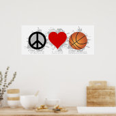 Peace Love Basketball Emblem Poster (Keuken)