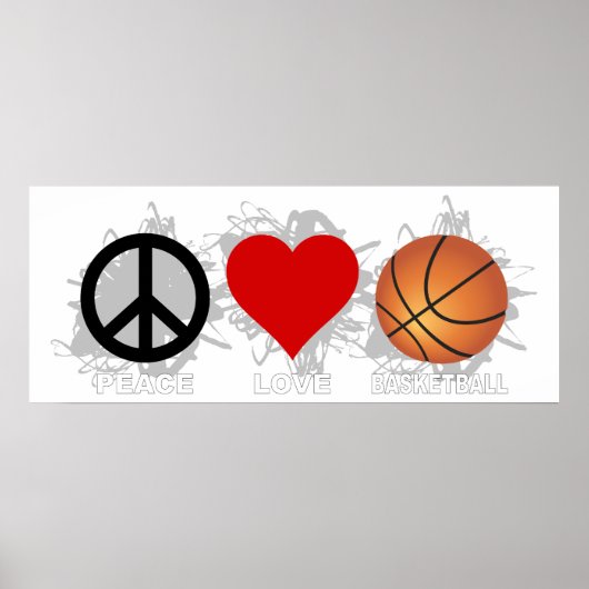 Peace Love Basketball Emblem Poster (Voorkant)