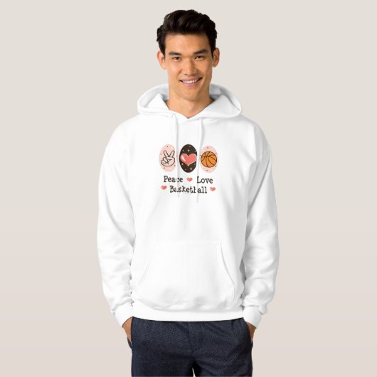 Peace Love Basketball Hooed Sweatshirt (Voorkant volledig)