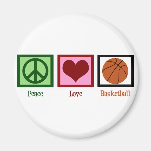 Peace Love Basketball Magneet (Voorkant)