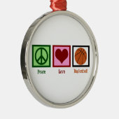 Peace Love Basketball Metalen Ornament (Rechts)