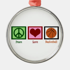 Peace Love Basketball Metalen Ornament