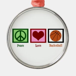 Peace Love Basketball Metalen Ornament