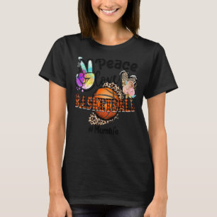 Peace Love Basketball Mum Life Ma Grandma Leopard T-shirt