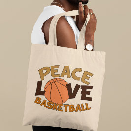 Peace Love Basketball Oranje/Brown Tote Bag