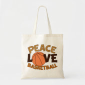 Peace Love Basketball Oranje/Brown Tote Bag (Voorkant)