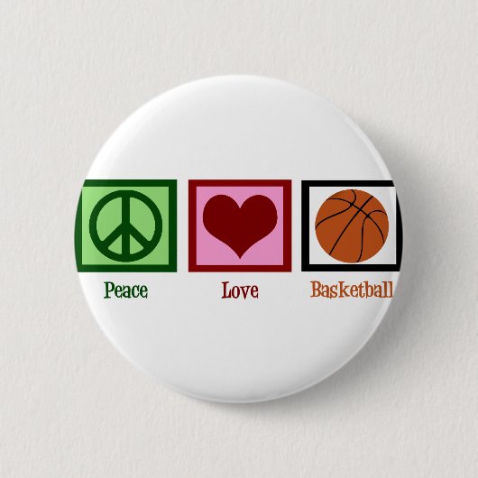 Peace Love Basketball Ronde Button 5,7 Cm (Voorkant)
