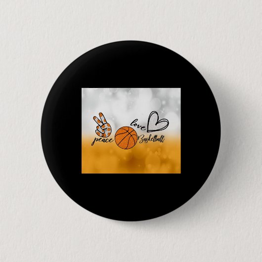 Peace Love Basketball Ronde Button 5,7 Cm (Voorkant)