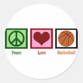 Peace Love Basketball Ronde Sticker