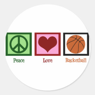 Peace Love Basketball Ronde Sticker