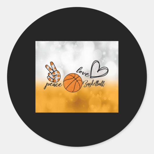 Peace Love Basketball Ronde Sticker (Voorkant)
