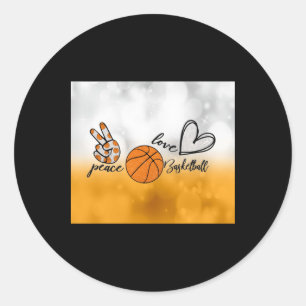 Peace Love Basketball Ronde Sticker