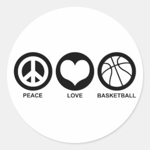 Peace Love Basketball Ronde Sticker
