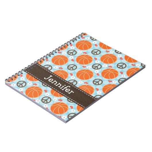 Peace Love Basketball Spiral notebook Journal Notitieboek (Linkerzijde)