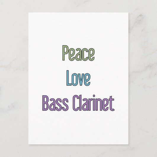 Peace, Love, Bass Clarinet Briefkaart (Voorkant)