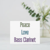 Peace, Love, Bass Clarinet Briefkaart (Staand voorkant)