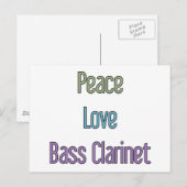 Peace, Love, Bass Clarinet Briefkaart (Voorkant / Achterkant)