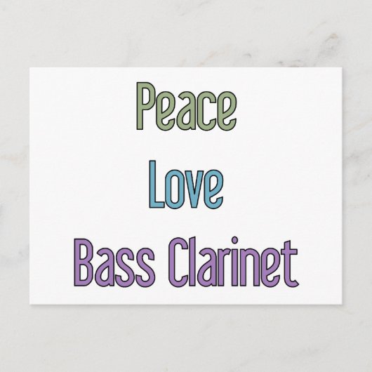 Peace, Love, Bass Clarinet Briefkaart (Voorkant)