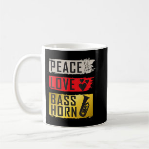 Peace Love Bass Horn Marching Band French Horn Koffiemok