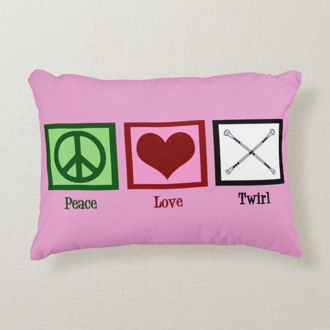 Peace Love Baton Twirl Decoratief Kussen (Voorkant)