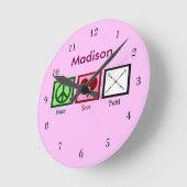 Peace Love Baton Twirling Custom Roze Ronde Klok (Hoek)