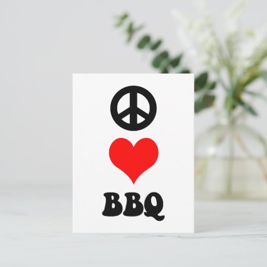 Peace Love BBQ Briefkaart (Staand voorkant)