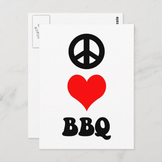 Peace Love BBQ Briefkaart (Voorkant / Achterkant)