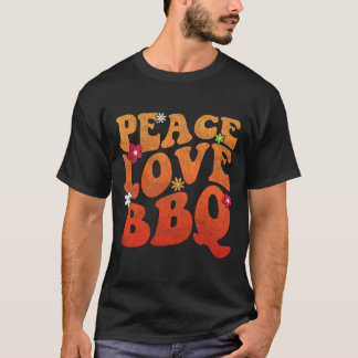 Peace Love BBQ Grillmaster Vrouwen Grillen BBQ Vle T-shirt