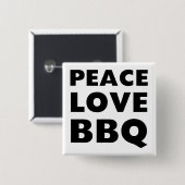 Peace Love BBQ Vierkante Button 5,1 Cm (Voorkant /achterkant)