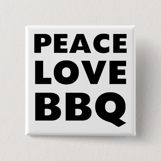 Peace Love BBQ Vierkante Button 5,1 Cm (Voorkant)